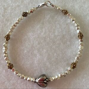 Sundance 925 Sterling Silver 14k Gold Diamond Facet Bead Mixed Metal Bracelet